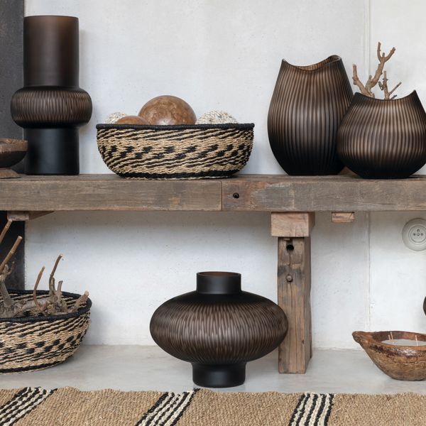 Ваза STRIPE BALL GLASS BROWN S 32049 фото