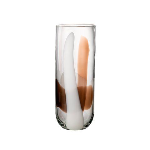 Ваза IGGY GLASS WHITE/BROWN L 32038 фото