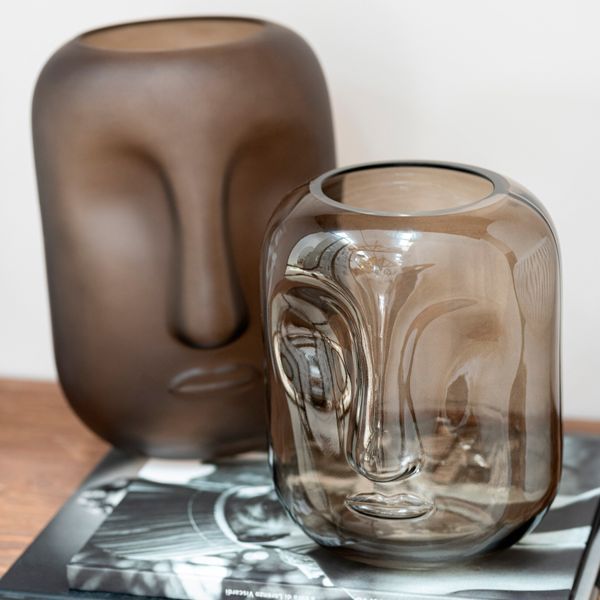 Ваза FACE GLASS BROWN L ASS3 30378 фото